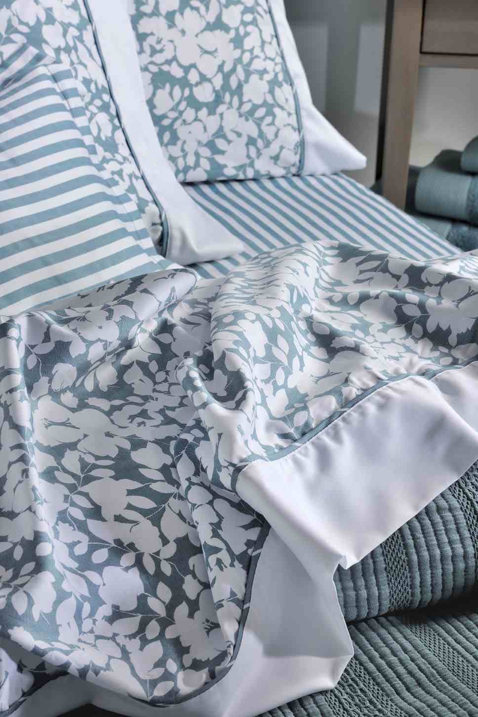 Σεντόνια king size floral, βαμβακοσατέν 220 κλωστές, Downtown 875 Elvira Petrol