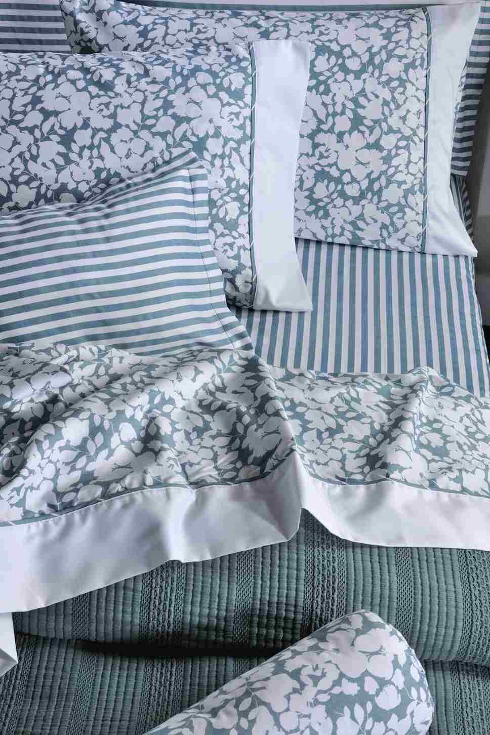 Σεντονια βαμβακοσατέν king size floral Downtonw 875 Elvira Petrol