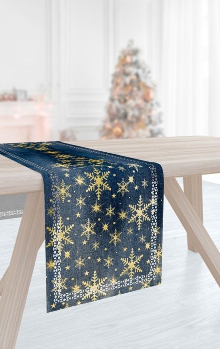 Χριστουγεννιάτικη τραβέρσα μπλε με χρυσό Saint Clair Christmas 2037