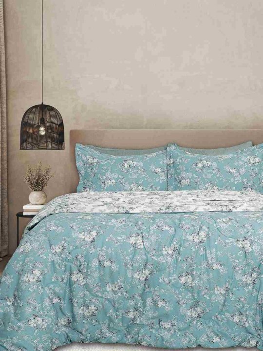Σετ πάπλωμα με σεντόνια floral βαμβακοσατέν Palamaiki Bed in a bag BO698