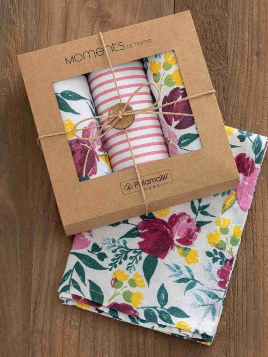 Πετσέτες κουζίνας Palamaiki Kitchen Towels ΜΗ600. Σετ τριών τεμαχίων, κατασκευασμένο από 100% βαμβάκι, μαλακό και απορροφητικό. 40 x 70 εκατοστά.