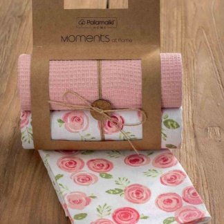 Πετσέτες κουζίνας floral από 100% βαμβάκι, σετ δυο τεμαχίων Palamaiki Kitchen Towels MH800