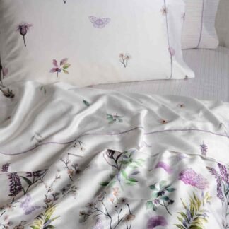 Σεντόνια υπέρδιπλα floral, κατασκευασμένα από 100% βαμβάκι σατέν πενιέ 220 κλωστών Downtown 867 Stripe Flow PC
