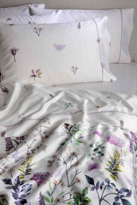 Σεντόνια υπέρδιπλα floral, κατασκευασμένα από 100% βαμβάκι σατέν πενιέ 220 κλωστών Downtown 867 Stripe Flow PC