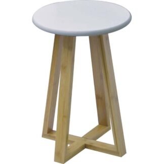 Σκαμπώ με Πόδια Bamboo Καφέ/Λευκό 31x31x42.5cm MRShome