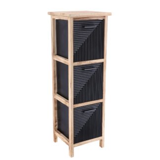 Συρταριέρα MDF με 3 Συρτάρια Φυσική/Μαύρη 25x25x77cm MRShome
