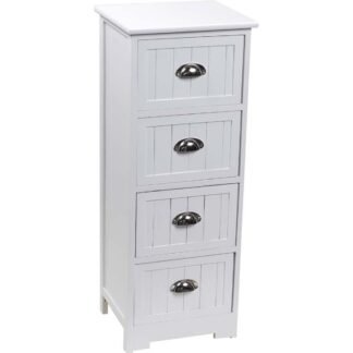 Συρταριέρα MDF με 4 Συρτάρια Λευκή 35x30x90cm MRShome