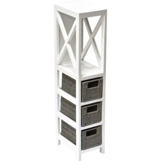 Έπιπλο MDF με 1 Ράφι και 3 Συρτάρια Γκρι/Λευκό 17x24x82cm MRShome