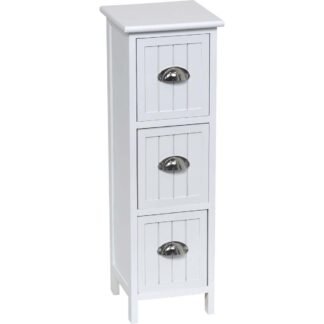 Συρταριέρα MDF με 3 Συρτάρια Λευκή 25x25x77cm MRShome