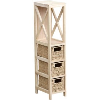Έπιπλο MDF με 1 Ράφι και 3 Συρτάρια Μπεζ 17x24x82cm MRShome