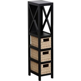 Έπιπλο MDF με 1 Ράφι και 3 Συρτάρια Μαύρο 17x24x82cm MRShome