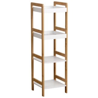 Ραφιέρα 4 θέσεων Bamboo/MDF Μπεζ/Λευκή 34x33x110cm MRShome