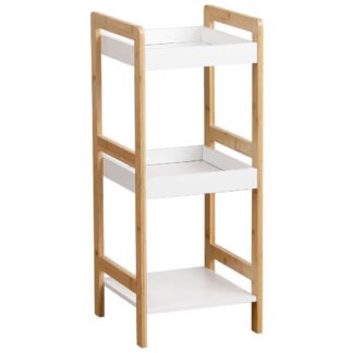 Ραφιέρα 3 θέσεων Bamboo/MDF Μπεζ/Λευκό 33x33x80cm MRShome