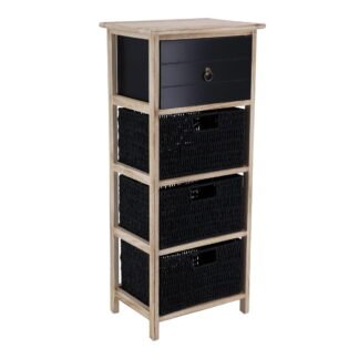 Έπιπλο MDF με 1 Ράφι και 3 Συρτάρια 37.5x27.5x86cm Μαύρο MRShome