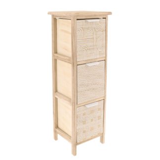 Συρταριέρα MDF με 3 Συρτάρια 25x25x77cm Μπεζ με Σχέδια MRShome