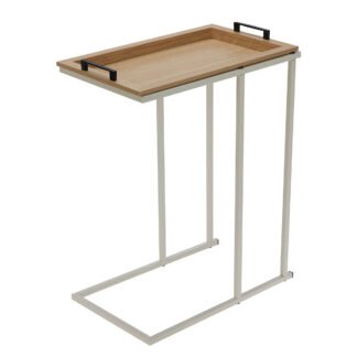Side Table με Μεταλλικό Σκελετό Off-White και Αφαιρούμενη Επιφάνεια από MDF 45x28x59cm MRShome