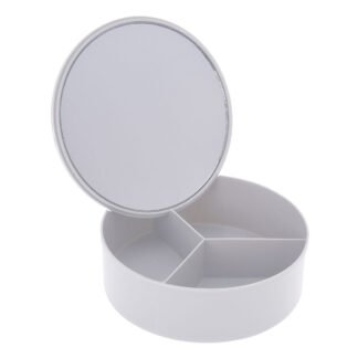 Κουτί Αποθήκευσης PP με Καθρέπτη Φ15x5.5cm White MRShome
