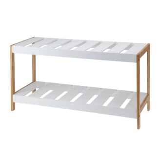 Παπουτσοθήκη 2 Επιπέδων από Bamboo/MDF 70x26x36cm Natural/White MRShome