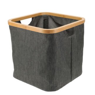 Καλάθι Αποθήκευσης Polyester με Bamboo 30.5x30.5x30cm Deep Grey MRShome